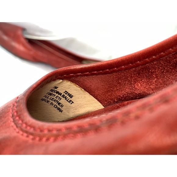 Frye Regina Deep Red Pointed Toe Flats Size 7 Rubber Sole Comfort Padded Insole - Picture 13 of 14